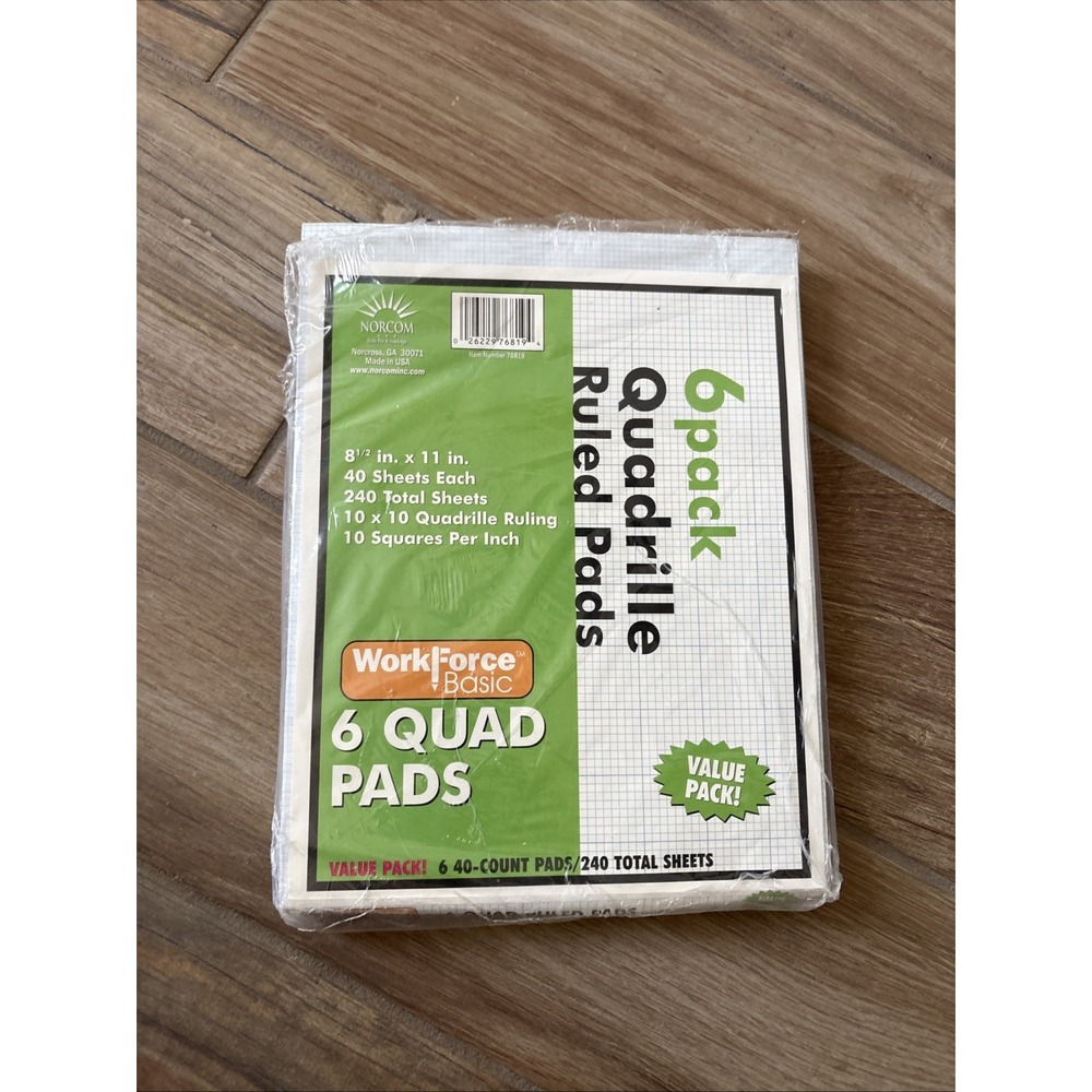 Norcom 40 sheets graph ruled Quad filler paper (10 x 10) 8.5" x 11" 5/6 Pads